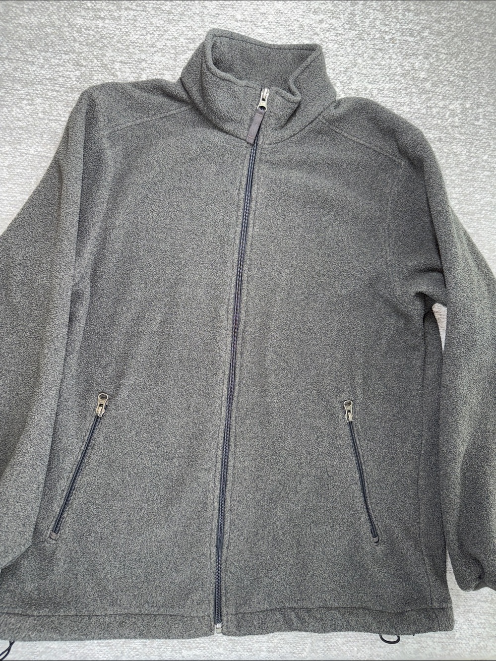 Lands' End Women’s Heather Gray Full-Zip Fleece Jacket Size M (10-12)